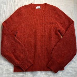 J.Crew Extra-Soft plush wool burnt orange crew sweater size small